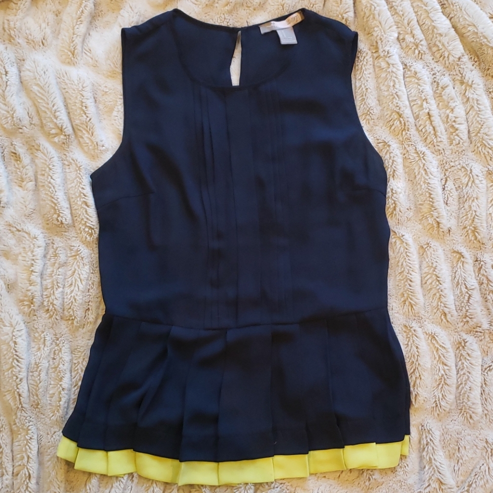 Forever 21 Pleated Peplum blouse with neon detail